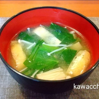 小松菜とえのきと油揚げのお味噌汁♡